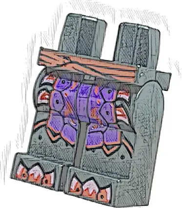 Hips and Legs with Red Belt, Dark Purple Loincloth with Trim, Metallic Pink Blades and Toe Armor Pattern