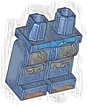 Hips and Legs with SW Mandalorian Blue and Dark Silver Beskar Armor Plates, Knee Pads and Reddish Brown Shoe Tips Pattern