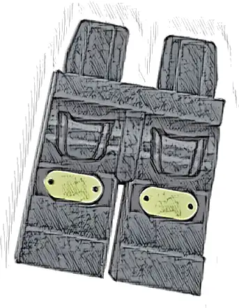 Hips and Legs with Black Pockets Outline and Bright Light Yellow Knee Pads with Straps Pattern