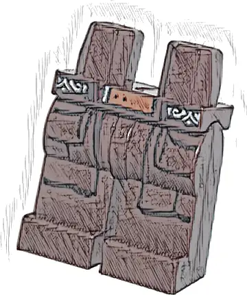 Hips and Legs with Coat Ends, Pockets, Black and White Waistband, and Dark Orange Belt Pattern