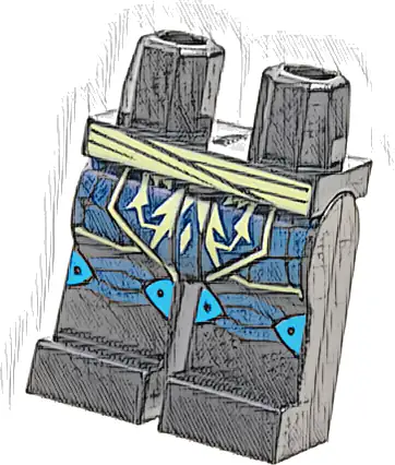 Hips and Legs with Bright Light Yellow Sash and Electricity, Dark Blue Robe Ends and Knee Pads, Dark Azure Trim Pattern