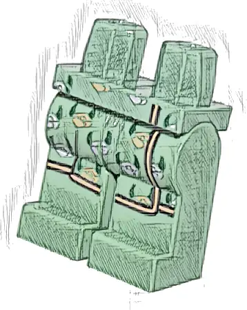 Hips and Legs with Robe Ends with Nougat and Lavender Flowers and Trim and Dark Green Leaves Pattern