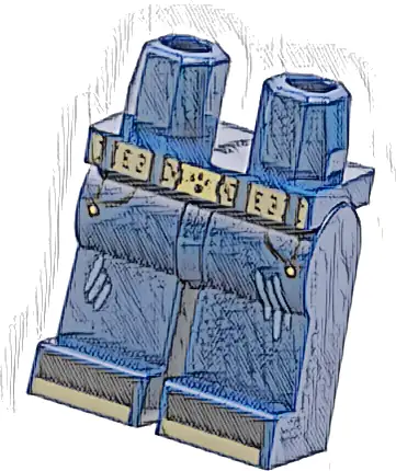 Hips and Legs with Dark Tan Belt and Toes, Gold Buckle with Black Paw Print and Light Bluish Gray Claw Marks Pattern