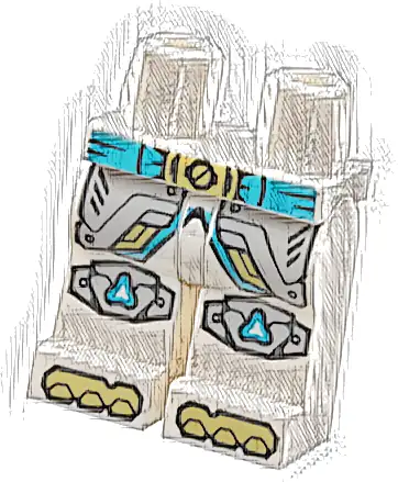 Hips and Legs with Medium Azure Belt with Gold Buckle, Light Bluish Gray Armor Panels with Trim and Rivets, Knee Pads, Shoe Tips Pattern