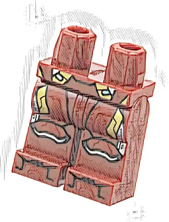 Hips and Legs with Red Thigh Armor, Knee Pads and Boot Tips, Gold and Silver Trim Pattern (Iron Man Mark 46)
