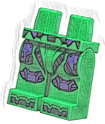 Hips and Legs with Dark Purple Thigh Armor Panels and Knee Pads, Dark Green Trim and Boot Tips Pattern