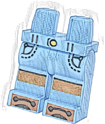 Hips and Legs with Pockets, Stitching, Belt Loops and Yellow Button on Shorts, Medium Nougat Knees, Dark Orange Shoe Tips with Black Laces Pattern