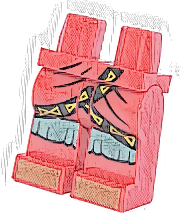 Hips and Legs with Wrap Ends with Black Trim and Yellow Triangles, Sand Green Knee Straps, Medium Nougat Feet Pattern