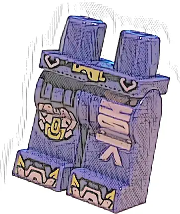 Hips and Legs with Black Belt, Pocket and Stitches, Gold and Metallic Pink Buckle, Knee Pad, '5H0C|<' and Shoe Tips Pattern