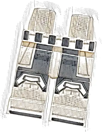 Hips and Legs with Black Belt, Thigh Panels and Boot Tips, Dark Bluish Gray and Light Bluish Gray Knees and Outlines Pattern