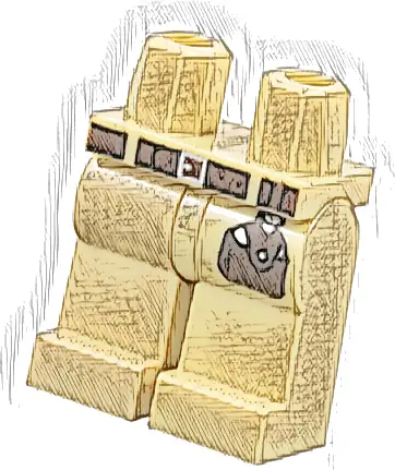 Hips and Legs with Dark Brown Belt and Pouch, Silver Buckle Pattern