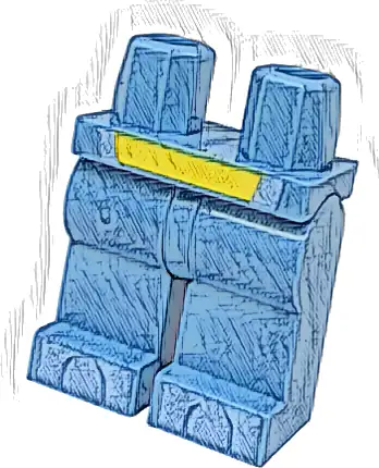 Część LEGO® 970c00pb1764 Biodra i nogi z jasno-niebieskimi i żółtymi biodrami oraz łapami, wzór