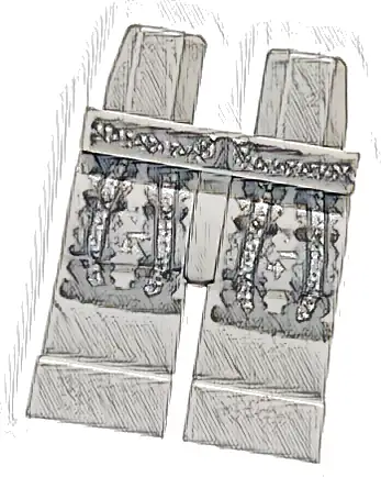 Hips and Legs with Robe Ends, Silver, Light Bluish Gray and Dark Bluish Gray Hems and Trim Pattern