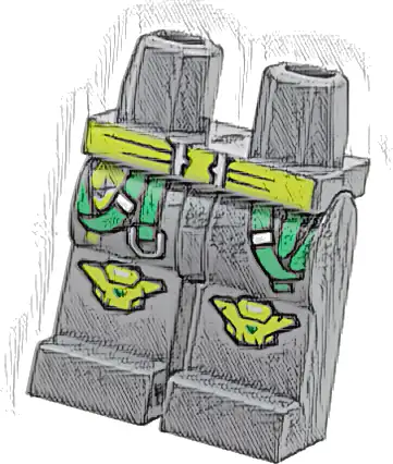 Hips and Legs with Lime Belt and Kneepads, Bright Green Straps with Silver Buckles Pattern