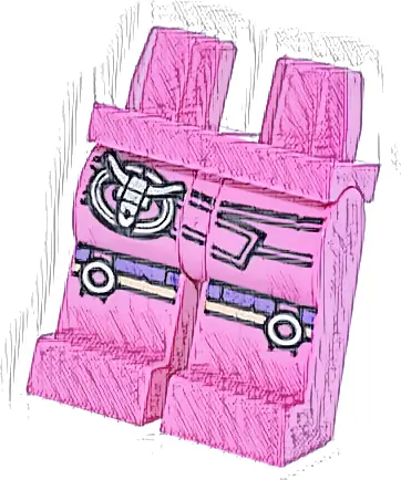 Hips and Legs with Low Black Belt, Silver Longhorn Buckle and Rings, Chaps with Dark Purple Trim, Medium Tan Skin Pattern