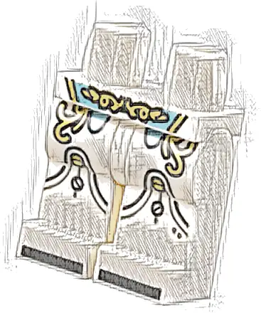 Hips and Legs with Metallic Light Blue Trim, Gold Filigree, Black Soles Pattern