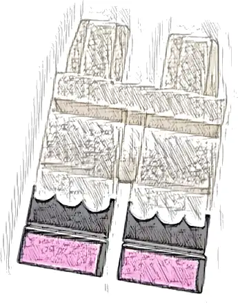 Hips and Legs with Molded Black Lower Legs / Boots and Printed White Ruffles and Dark Pink Feet Pattern