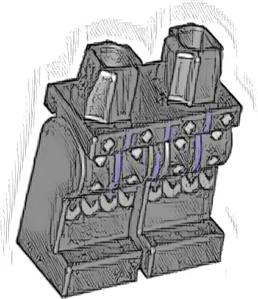 Hips and Legs with Surcoat Ends, Dark Purple Stripes, Dark Bluish Gray Scalloped Edges, Silver Diamonds Pattern