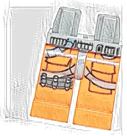 Hips and Orange Legs with SW Pilot Pockets, 3 Bullets and Light Bluish Gray Belts Pattern