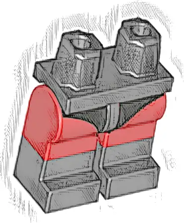 Hips and Red Legs with Molded Black Lower Legs / Boots and Printed Leotard Pattern