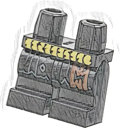 Hips and Medium Legs with Gold Belt, Dark Orange Sash End, Dark Bluish Gray Robe End Lines Pattern