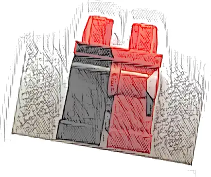 Hips and 1 Red Left Leg, 1 Black Right Leg with Black and White Quadrangles Pattern