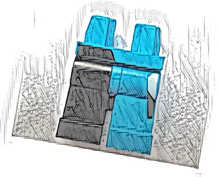 Hips and 1 Dark Azure Left Leg, 1 Black Right Leg with Black and White Quadrangles Pattern