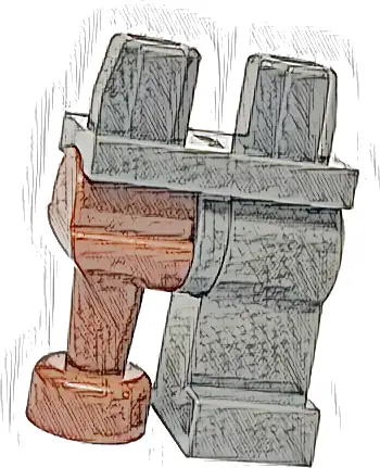 Hips and 1 Dark Bluish Gray Left Leg, 1 Reddish Brown Pirate Peg Leg