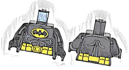 Torso Batman Suit with Bat in Yellow Oval Logo, Utility Belt with Pouches, Dark Bluish Gray Muscles Outline Pattern / Black Arms / Black Hands