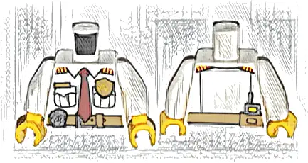 Torso Fire Chief Shirt with Tie, Fire Logo Badge and Belt Pattern / White Arms / Yellow Hands