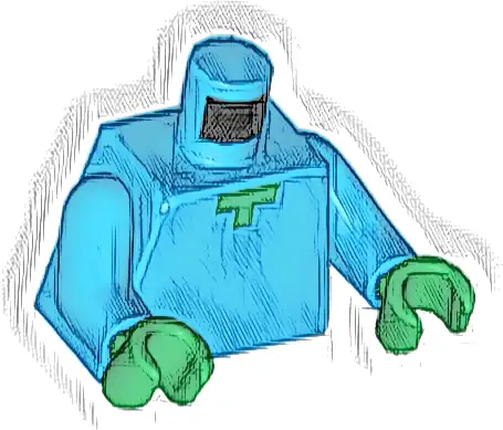 Torso Pixelated Green Neck Pattern (Minecraft Zombie) / Dark Azure Arms / Green Hands