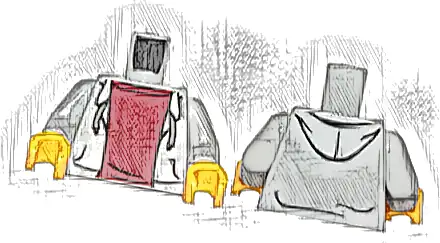 Torso Hooded Sweatshirt Open with Drawstrings over Dark Red Top Pattern / Light Bluish Gray Arms / Yellow Hands