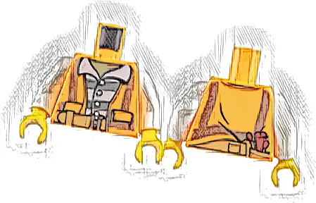 Torso Town Prisoner Shirt with Prison Stripes and Orange Vest with Dynamite and Matches on Back Pattern / White Arms / Yellow Hands