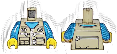 Torso Vest with Zipper, Pockets and Pouches Over Dark Azure Shirt Pattern / Dark Azure Arms / Yellow Hands