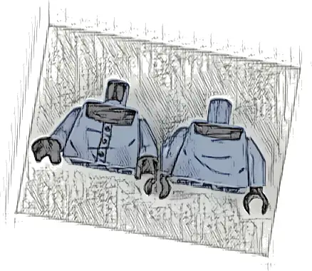 Torso Shirt with Black Top, Three Buttons, and Wrinkles Pattern / Sand Blue Arms / Black Hands