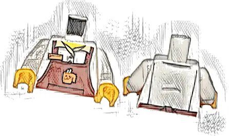 Torso Reddish Brown Apron with Cup and Name Tag Pattern / White Arms / Yellow Hands