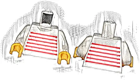 Torso Sweater with Red Horizontal Stripes Pattern / White Arms / Yellow Hands