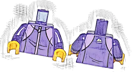 Torso Tracksuit with Medium Lavender Zipper and White Mountain Logo on Back Pattern / Dark Purple Arms / Yellow Hands