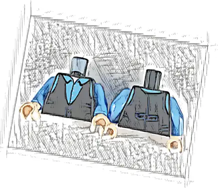 Torso Vest, Medium Blue Shirt with Collar Pattern / Medium Blue Arms / Light Nougat Hands