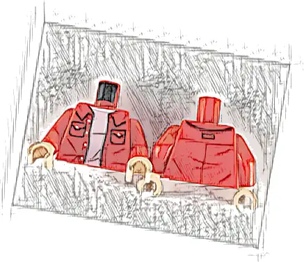 Torso Shirt with Collar and Pockets, White T-Shirt Pattern / Red Arms / Light Nougat Hands