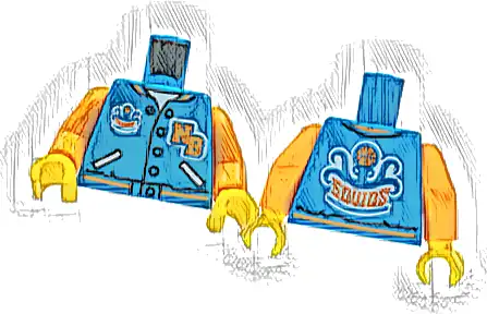 Torso Sports Jacket with Orange 'NB' and 'SQUIDS' on Back Pattern / Orange Arms / Yellow Hands