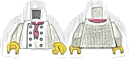 Torso Chef with 8 Buttons, Long Red Neckerchief, No Wrinkles Pattern / White Arms / Yellow Hands