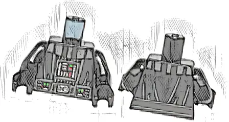 Torso SW Darth Vader Armor, Robe and Back Pattern / Black Arms with Silver Armor and Stripes Pattern / Black Hands