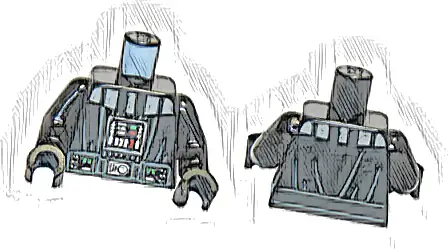 Torso SW Darth Vader Armor, Robe and Back Pattern / Black Arms / Black Hands