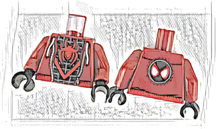 Torso Jacket and Spider-Man Costume Red Spider Pattern (Miles Morales) / Dark Red Arms / Black Hands