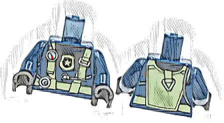 Torso Diving Suit with Bright Light Yellow Harness and Police Badge and Silver Gauge and Regulator Pattern / Dark Blue Arms / Black Hands