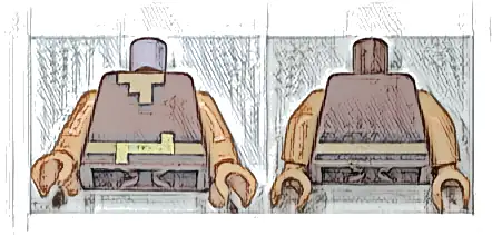 Torso Pixelated Nougat Neck, Dark Brown and Gold Belt Pattern / Nougat Arms / Nougat Hands