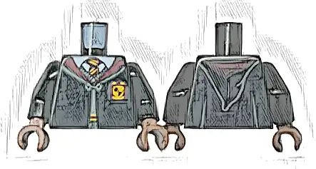 Torso Hogwarts Robe Clasped with Gryffindor Crest, Sweater, Shirt and Tie Pattern / Black Arms / Medium Brown Hands