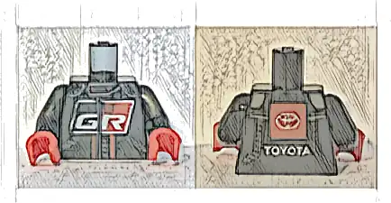 Torso Racing Suit with White 'GR' on Front and Toyota Logo on Back Pattern / Black Arms / Red Hands