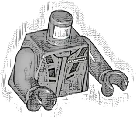 Torso Racing Suit with Koenigsegg Logo, Black Stitching and Stripes, Badge on Back Pattern / Dark Bluish Gray Arms / Black Hands